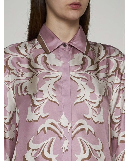 Max Mara Pink Primula Print Silk Shirt