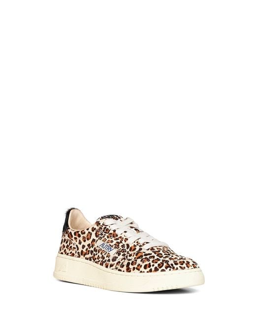 Autry White Leopard-Print Calf Hair Medalist Low Sneakers