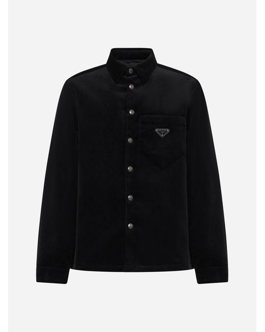 Prada Black Corduroy Overshirt for men
