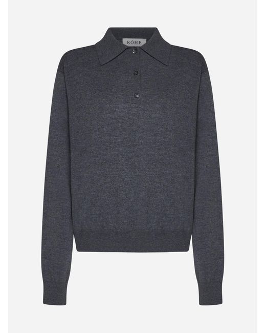 Rohe Blue Wool And Cashmere Polo Sweater