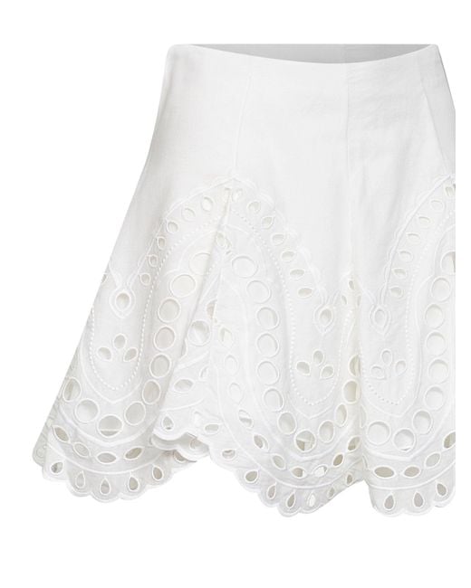 Charo Ruiz White Embroidered Cotton Blend Sail Mini Skirt
