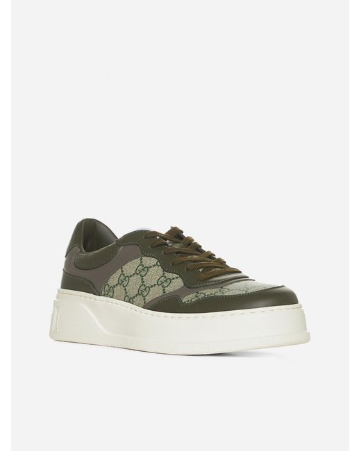 Gucci Green GG Canvas And Leather Sneakers for men