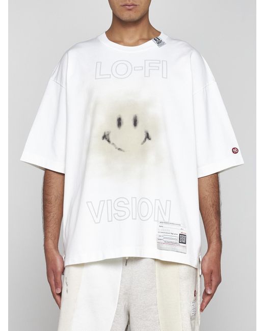Maison Mihara Yasuhiro White Smily Face Cotton T-shirt for men