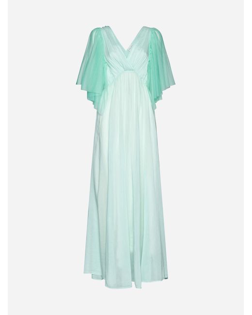 Forte Forte Green Voile And Tulle Long Dress