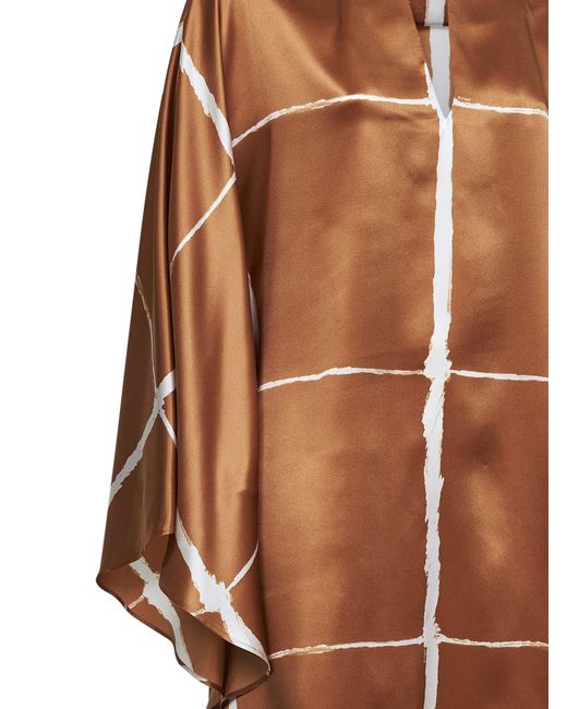 Kiton Brown Printed Silk Tunic Tan