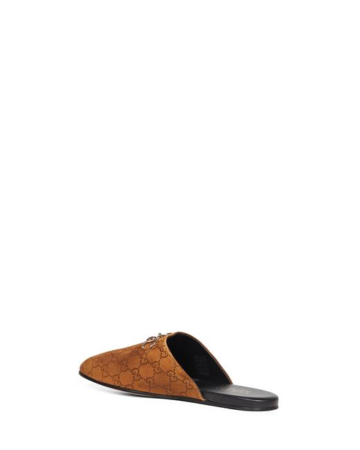 Gucci Brown Gg Suede Mules With Horsebit for men