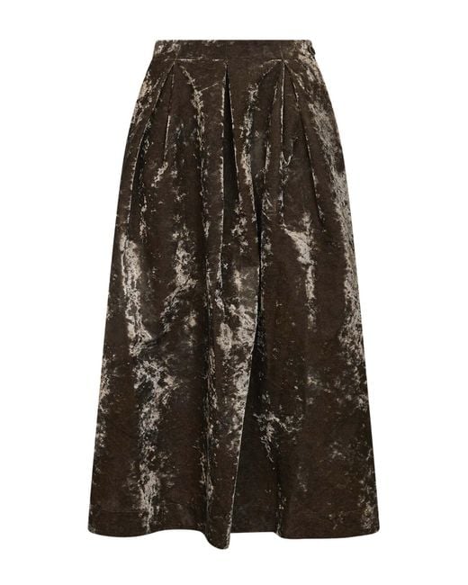 Uma Wang Green Dark Velvet Gomes Midi Skirt