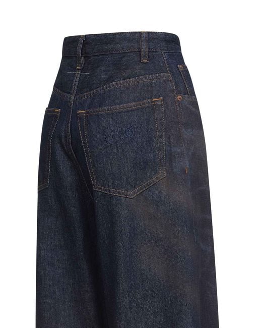 MM6 by Maison Margiela Blue Washed Cotton Denim Wide-Leg Jeans