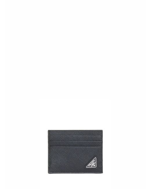 Prada White Saffiano Leather Card Holder for men