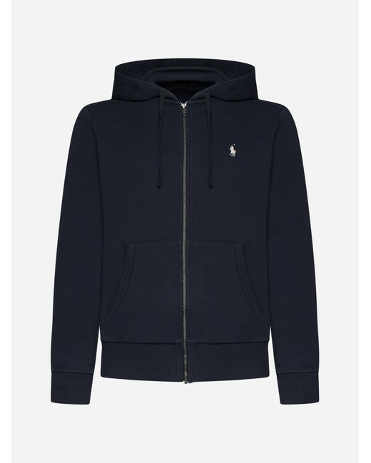 Polo Ralph Lauren Blue Logo Cotton Zip-up Hoodie for men