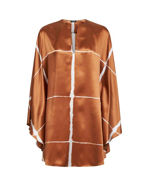 Kiton Brown Printed Silk Tunic Tan
