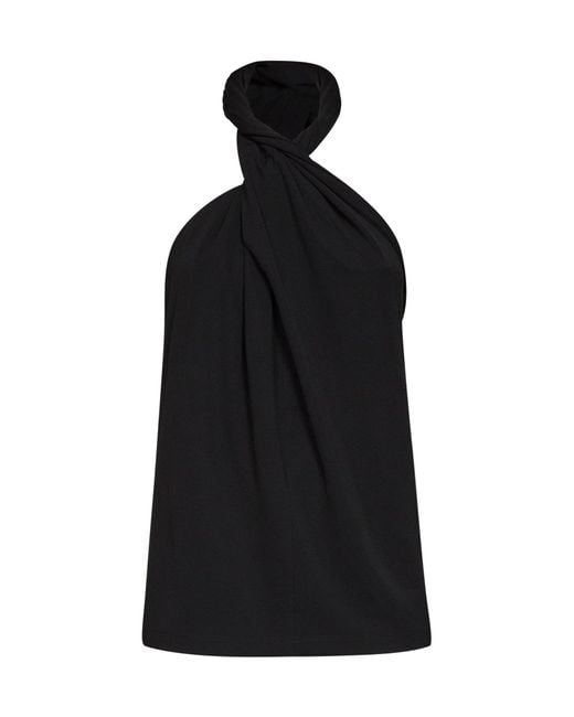Totême Black Halter Top Twisted Jersey