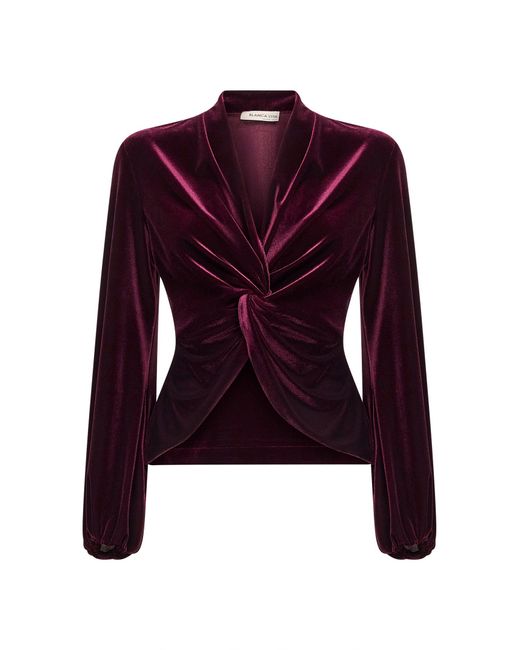 Blanca Vita Purple Burgundy Stretch Velvet Berik Tunic
