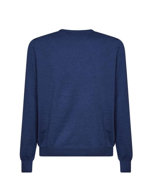 D 40 Blue Virgin Wool Knit Crewneck Sweater<Br for men