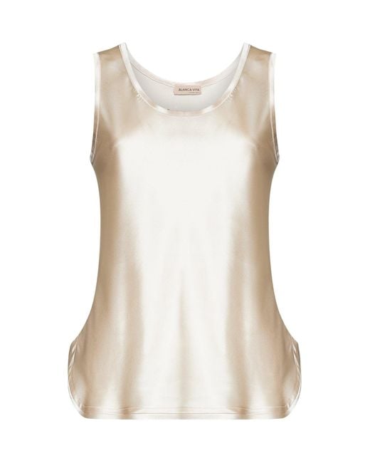 Blanca Vita White Stretch Silk Belis Tank Top