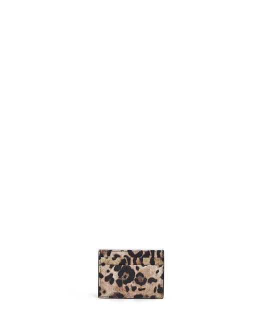 Dolce & Gabbana White Leo-Print Dauphine Card Holder With Logo Tag