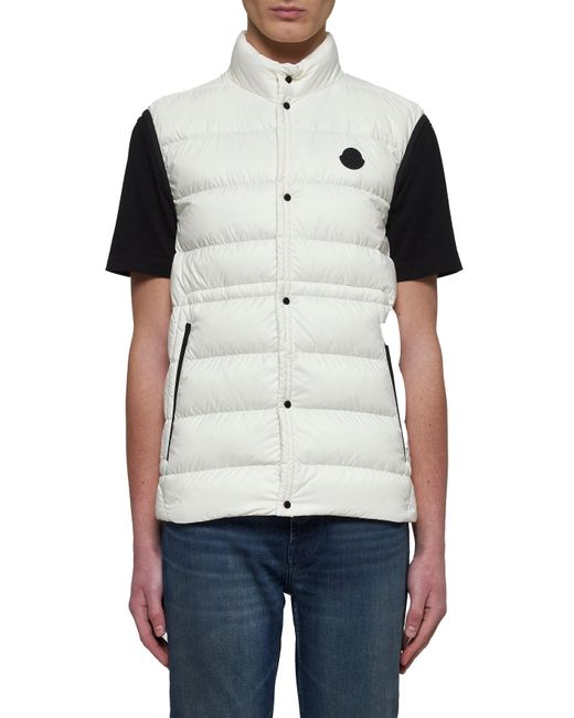 Gilet Imbottito Plaret Avorio di Moncler in Natural da Uomo