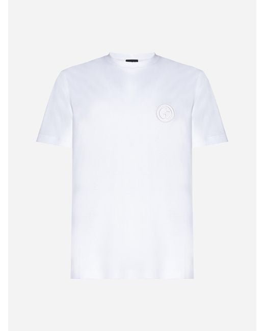 Giorgio Armani White Logo Cotton T-Shirt for men