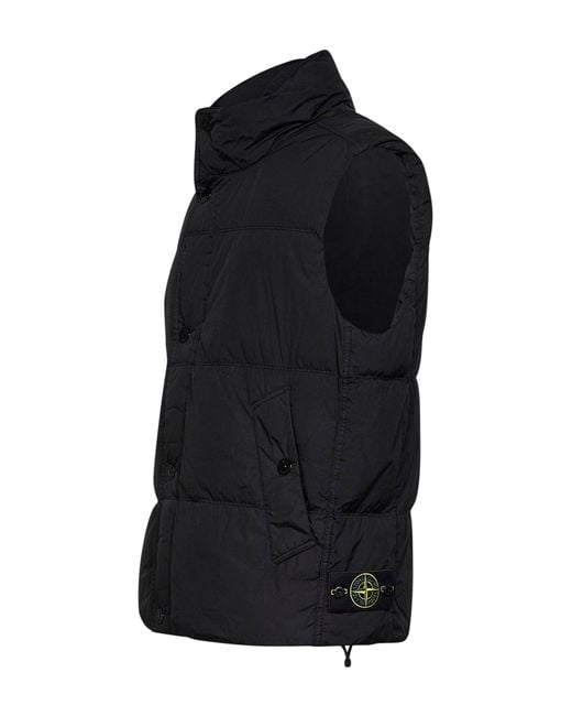 Stone Island Black Crinkle Reps Ny Padded Vest for men