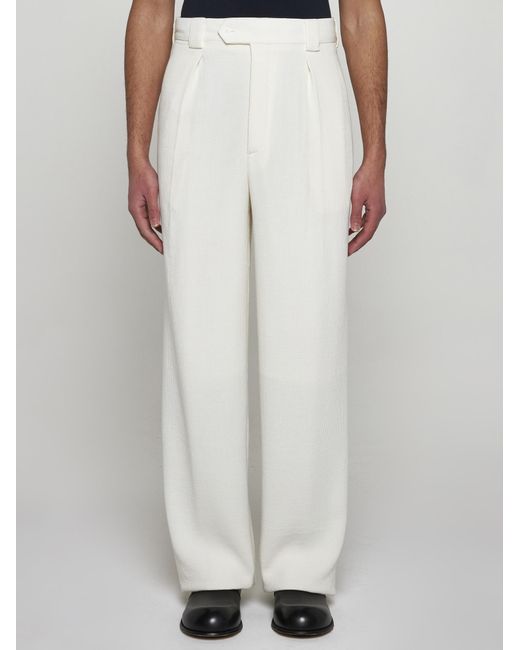 Giorgio Armani White Wool And Viscose Trousers for men