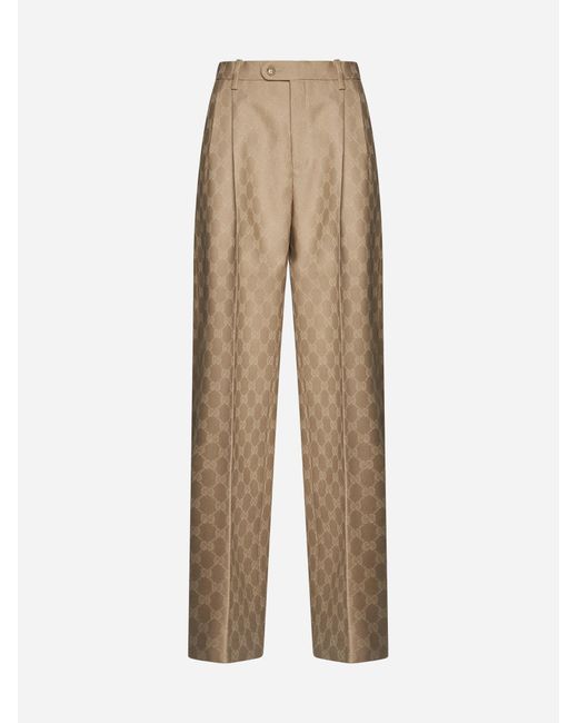 Gucci Natural GG Wool Trousers