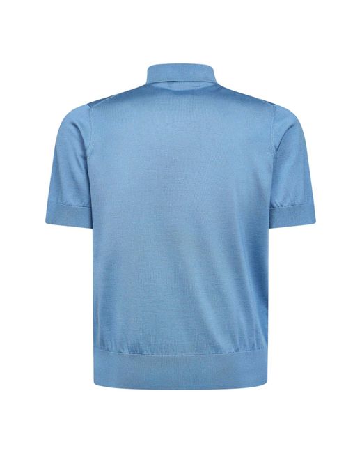 Dolce & Gabbana Blue Light Silk Knit Polo Shirt for men
