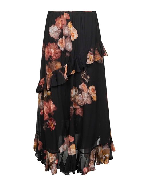 Zimmermann Black Floral Viscose Hypnotic Asymmetric Skirt