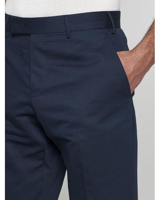 PT Torino Blue Rebel Cotton And Linen Trousers for men