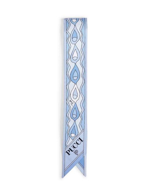 Emilio Pucci Blue Pale Silk Twill Bandeau With Mixed Prints