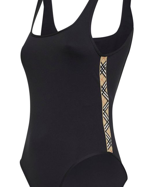 Burberry Blue Lycra Swimsuit With Check Trims