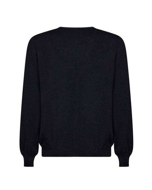 D 40 Blue Virgin Wool Knit V-Neck Cardigan for men