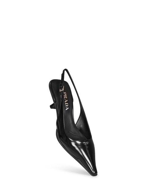PRADA CALZATURE White Brushed Leather Slingback Pumps