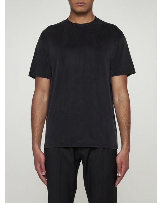 Low Brand Black Stretch Cupro T-shirt for men