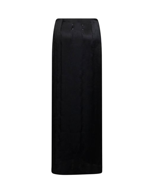 Maison Margiela Black Satin Draped Maxi Skirt
