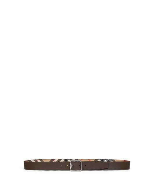 Burberry White Sand And Military Reversible B Buckle Check Belt for men