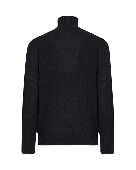 Polo Ralph Lauren Blue Cable-Knit Wool And Cashmere Turtleneck Sweater for men