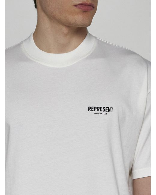 Represent White Logo Cotton T-shirt for men
