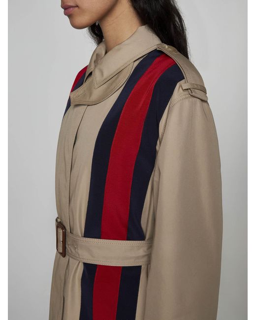 Gucci Red Belted Cotton-blend Trench Coat