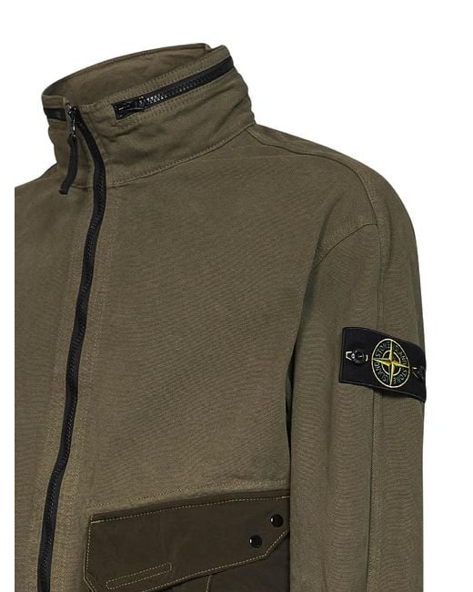 Stone Island Green Military Organic Panama Cotton And Nylon Overshirt for men