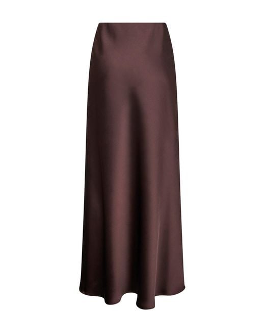Blanca Vita Brown Coffee Satin Garra Long Flared Skirt