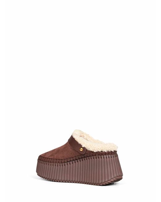 Chloé Brown Sharp Nama Wedge Mules