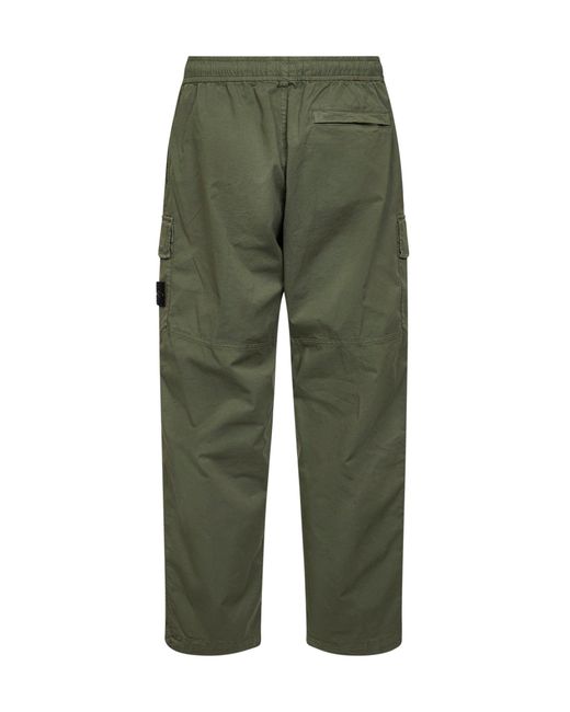 Stone Island Green Military Stretch Twill Cargo Trousers for men
