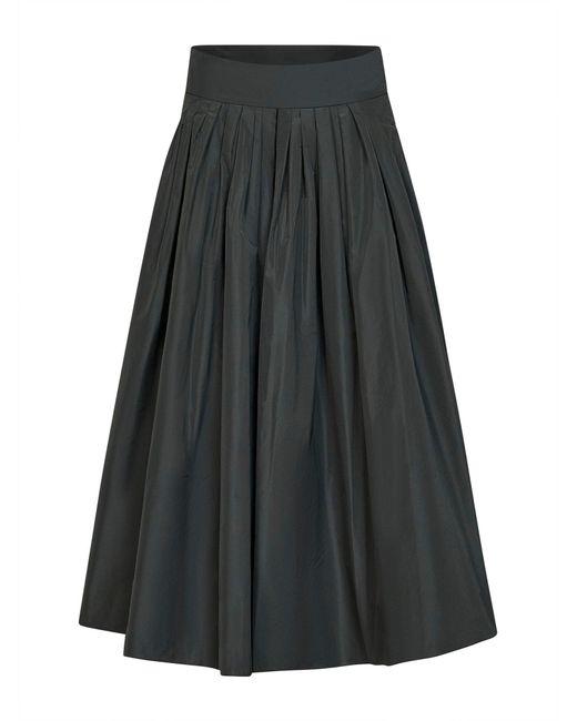 Max Mara Black Dark Taffeta Smmromina Long Pleated Skirt