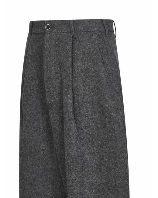 Uma Wang Gray Virgin Wool Patina Cropped Barrel Trousers for men