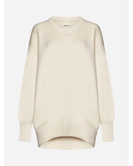 Khaite White Corso Cashmere Long Sweater