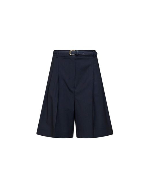 Max Mara Blue Mstadorno Belted Bermuda Shorts
