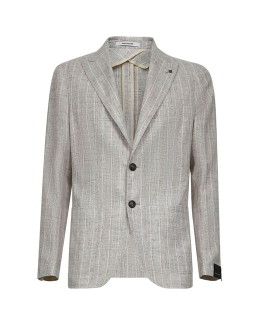 Tagliatore Gray Pinstriped Linen Blend Montecarlo Blazer for men