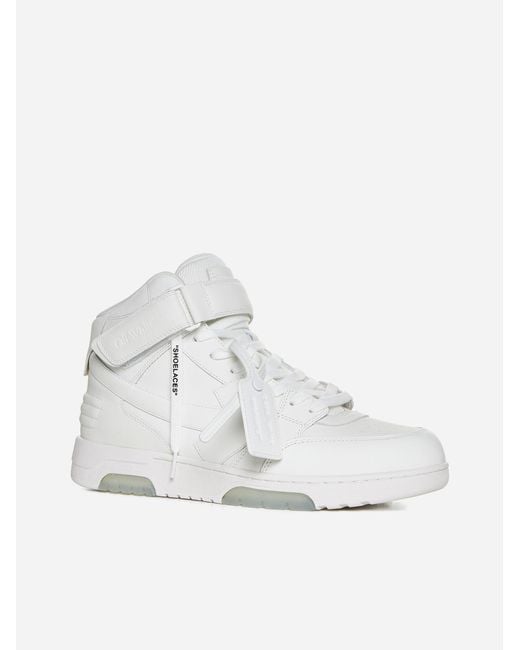 Off-White c/o Virgil Abloh White Out Of Office Mid-top Leather Sneakers for men