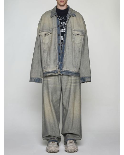 Balenciaga Gray Oversized Denim Jacket for men