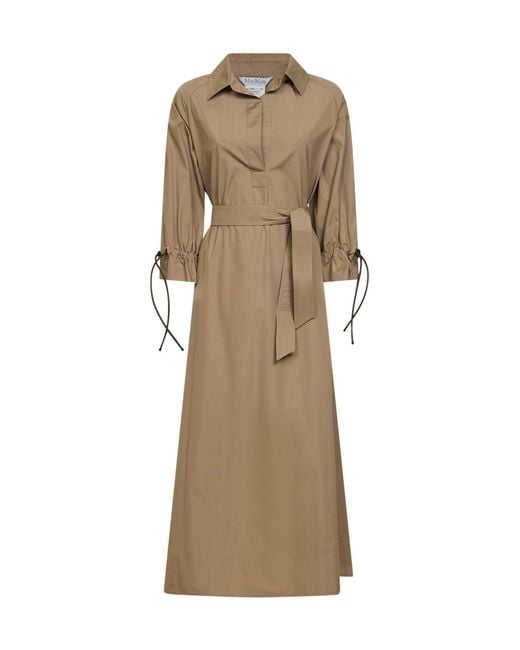 Max Mara Natural Khaki Cotton Poplin Mxmmirto Oversized Dress
